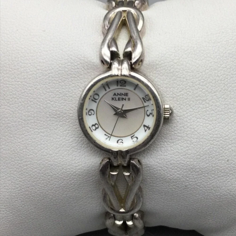 Anne Klein II Womens Watch 19mm White Dial Silver Tone Bracelet New Battery 6.5